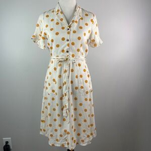 Monteau White and Orange Polka Dot Midi Dress